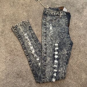 Distressed Acid Wash Jeans